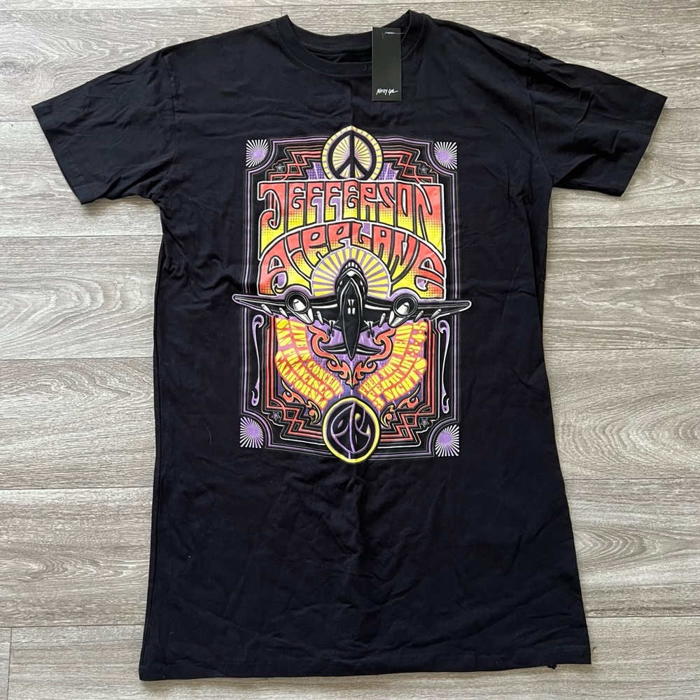 Black Jefferson Airplane Graphic T-Shirt Dress